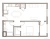 One bedroom floor plan l Aster Apartments for rent in Dublin CA
